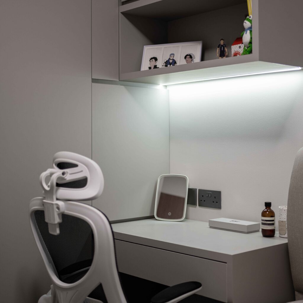 Custom Integrated Bedroom Study Desk and Storage by Design 2B