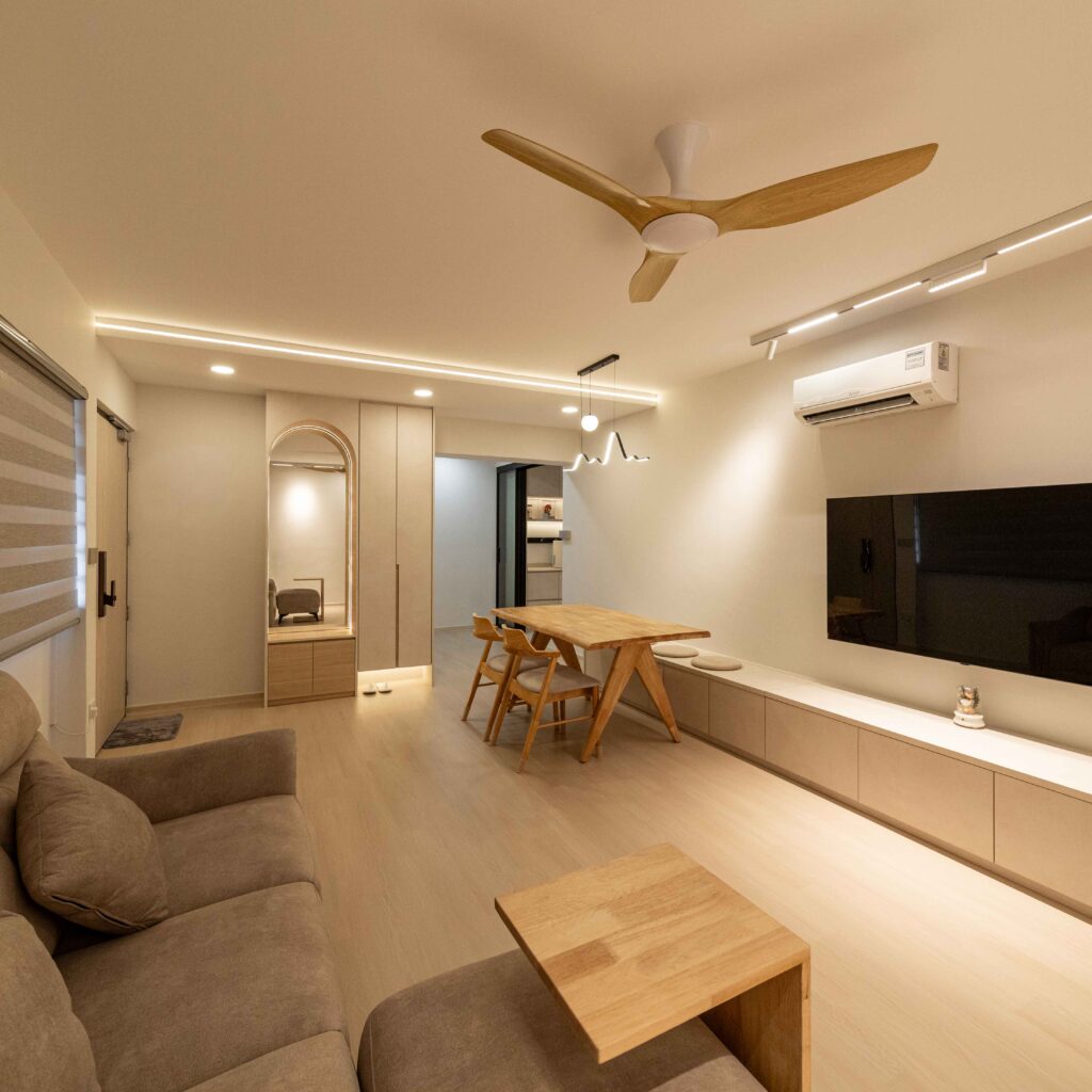 Modern Japandi Living Room Design by Design 2B 316A Ang Mo Kio