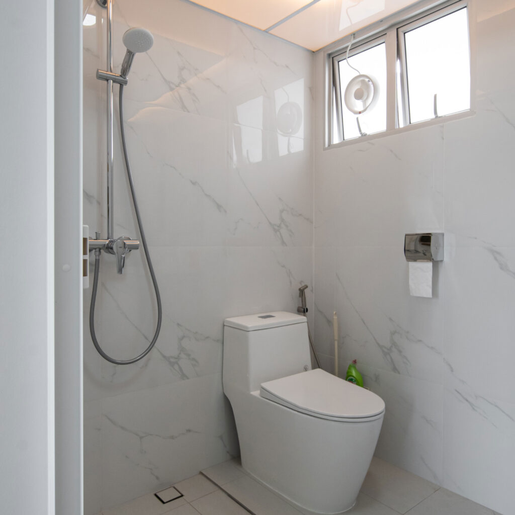 Elegant HDB Bathroom Shower and Tiling by Design 2B 327 Sumang Walk