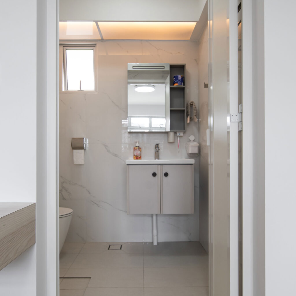 Modern Minimalist HDB Bathroom Interior by Design 2B 327 Sumang Walk